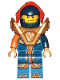 Minifig No: nex140  Name: Clay Moorington - Dark Blue Helmet, Trans-Neon Orange Visor, Pearl Gold Armor