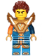 Minifig No: nex147  Name: Clay Moorington - Hair, Pearl Gold Armor