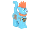 Part No: 39742pb03  Name: Cat, Standing with Molded Orange Spiky Mohawk and Collar and Printed Stripes, Sunglasses, and Gold Pouch Pattern (Mo)