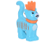 Part No: 39742pb04  Name: Cat, Standing with Molded Orange Spiky Mohawk and Collar and Printed Stripes, White Muzzle and Chest, Bright Pink Nose, Open Mouth with Fangs Pattern (Mo)