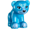 Part No: 14732pb04  Name: Bear, Friends / Elves, Baby Cub, Sitting with Black Nose, White Face Decorations and Medium Blue Paws and Muzzle Pattern (Blubeary)