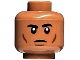 Part No: 3626pb3237  Name: Minifigure, Head Stern Black Eyebrows, Dark Brown Cheek Lines and Chin Dimple Pattern