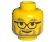 Part No: 3626px14  Name: Minifigure, Head Dark Gray Bushy Eyebrows, Thin Moustache and Full Beard, Glasses with Black Frames, Grin Pattern