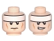 Part No: 3626pb0637  Name: Minifigure, Head Dual Sided White Headband, Medium Nougat Cheek Lines and Chin Dimple, Frown / Lopsided Open Mouth with Teeth Pattern