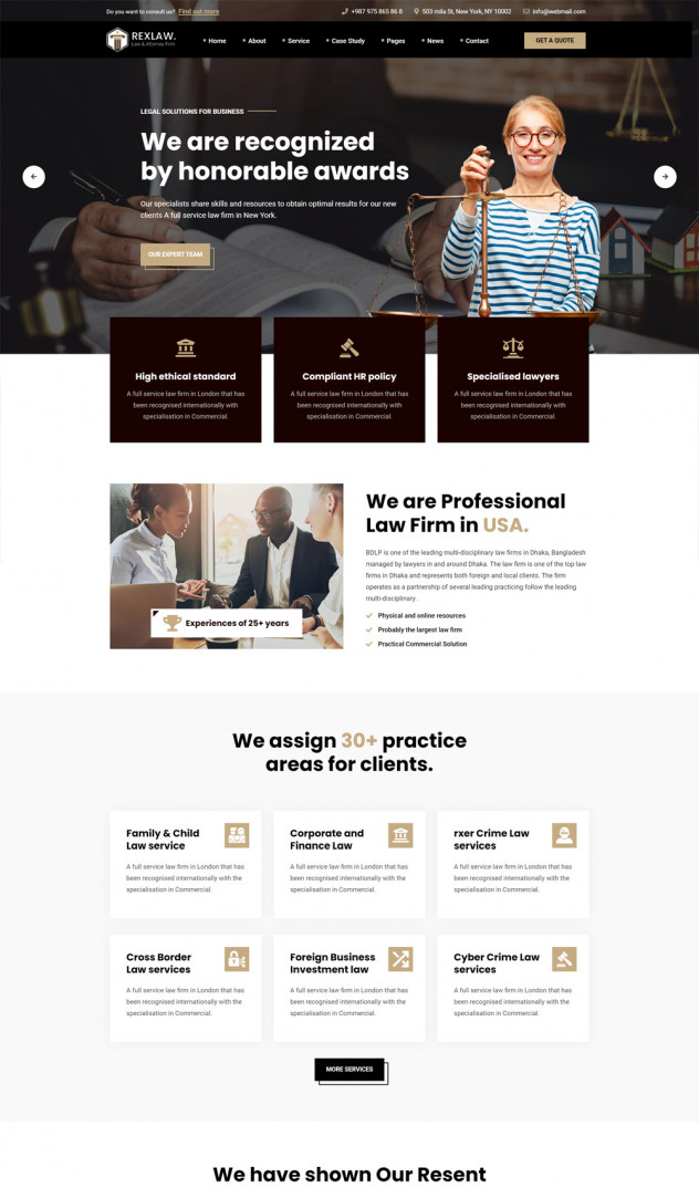 Rexlaw - Law Lawyer HTML Template