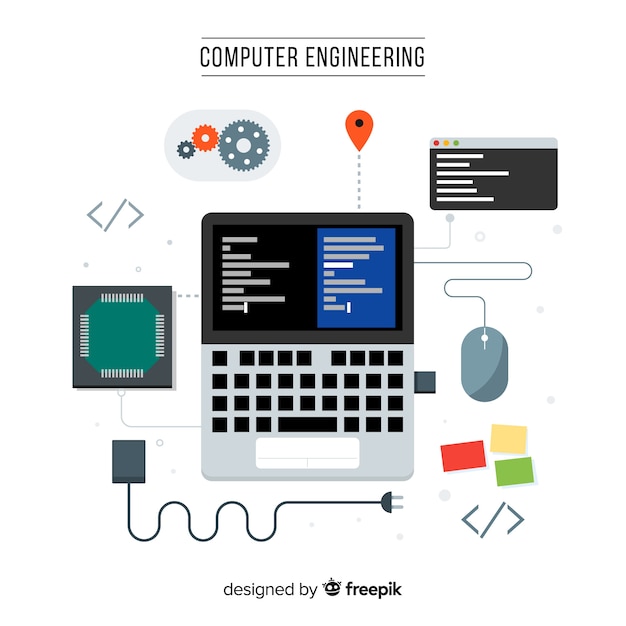 Free Vector concept of flat computer engineering