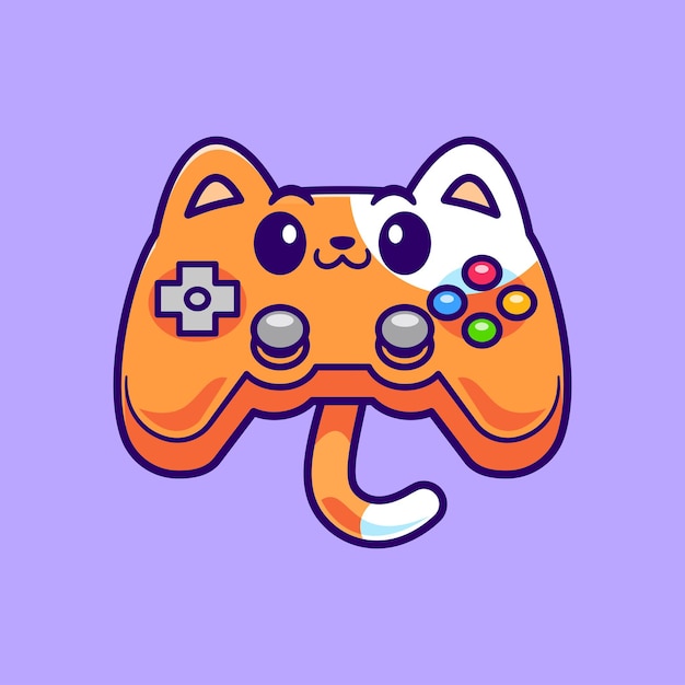 Free Vector cute cat gaming controller cartoon vector icon illustration animal technology isolated flat vector