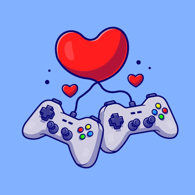 Free Vector game console with love heart cartoon vector icon illustration. technology recreation icon concept isolated premium vector. flat cartoon style