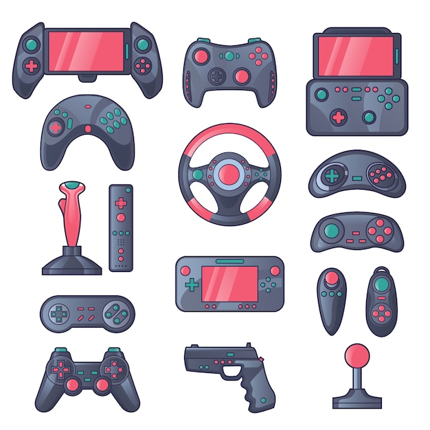 Free Vector game gadget color icons set