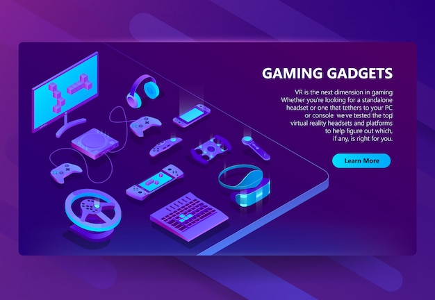 Free Vector gaming gadgets isometric concept background