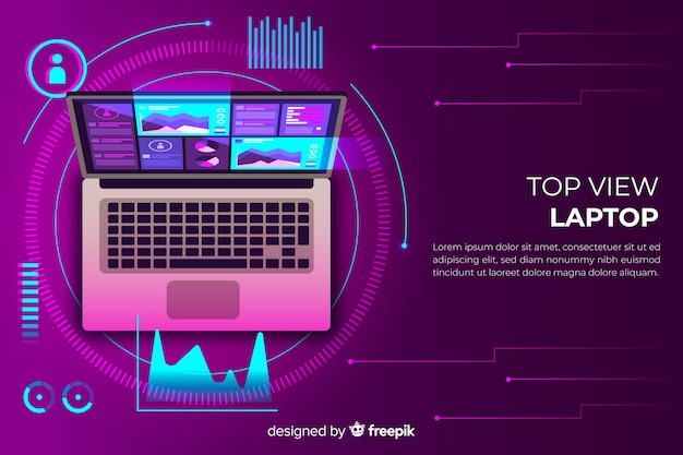 Free Vector gradient top view laptop background