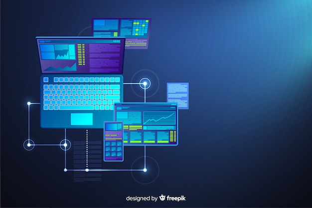 Free Vector gradient top view laptop background