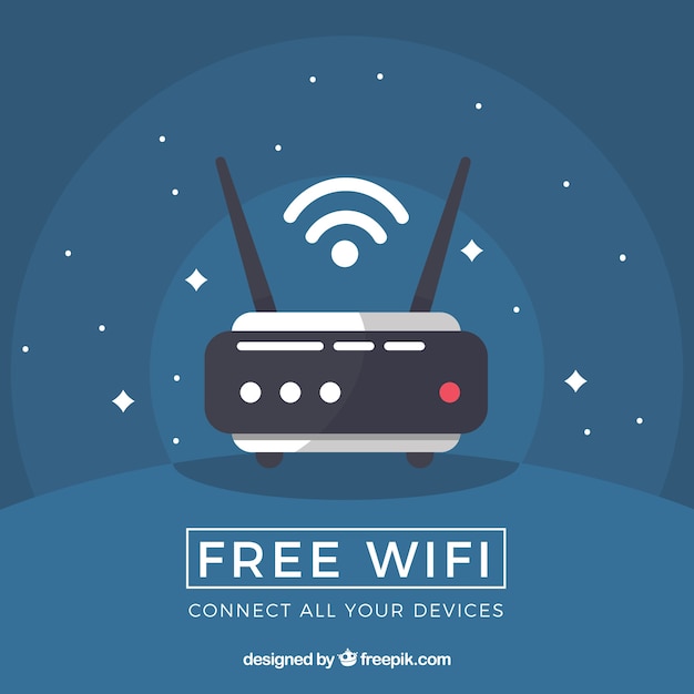 Free Vector dark blue background with router in flat design