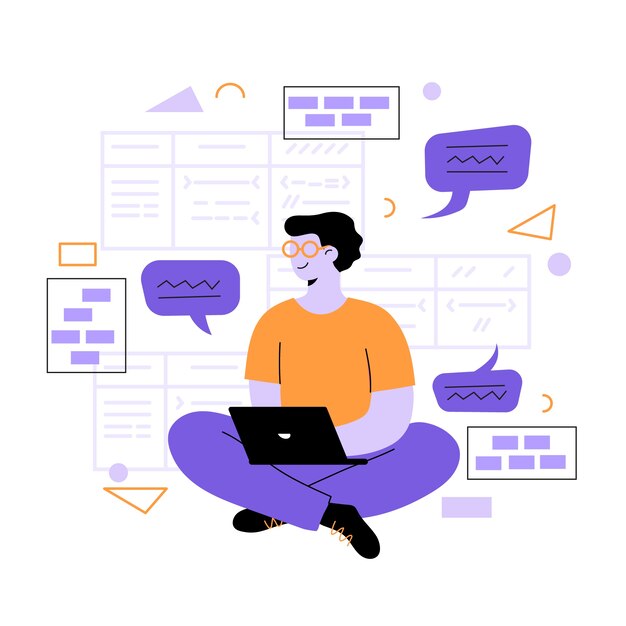 Hand drawn flat design sql illustration