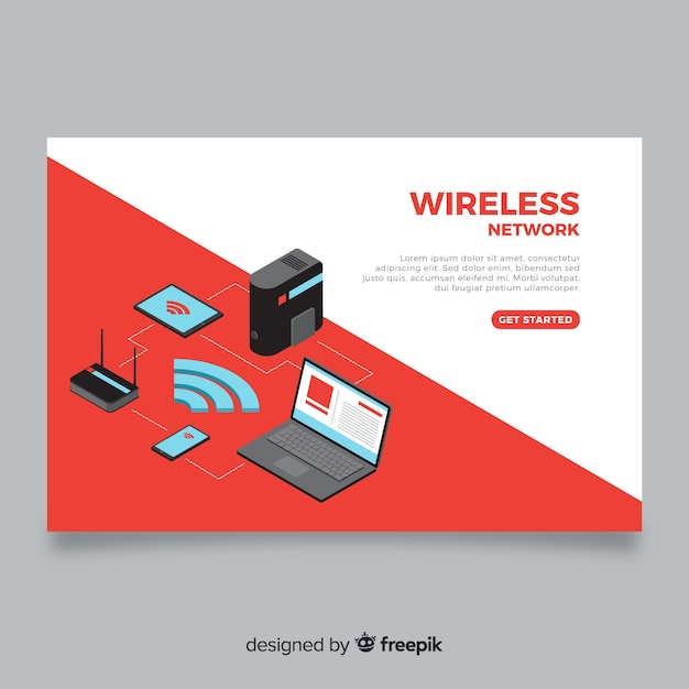 Free Vector isometric wireless network landing page