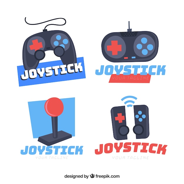 Free Vector joystick logo collection with flat design