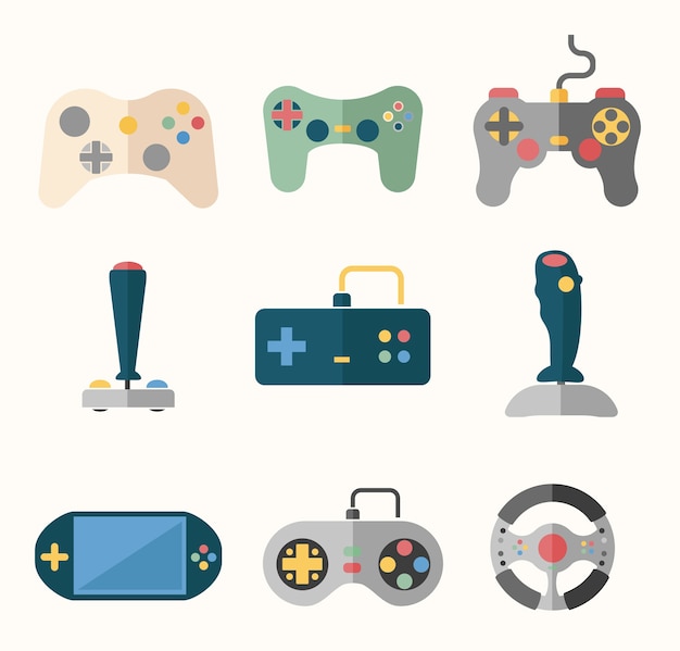 Free Vector joysticks set in flat style.