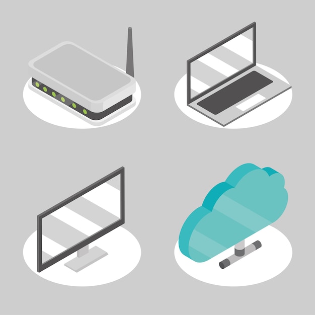 Free Vector network tech icons