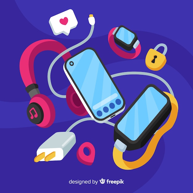 Free Vector social media concept with antigravity smartphone 