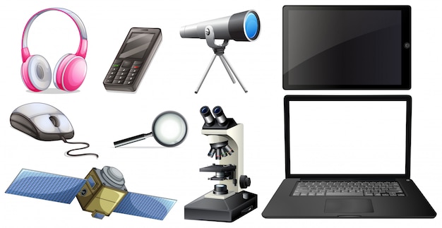 Free Vector a set of technology equipments