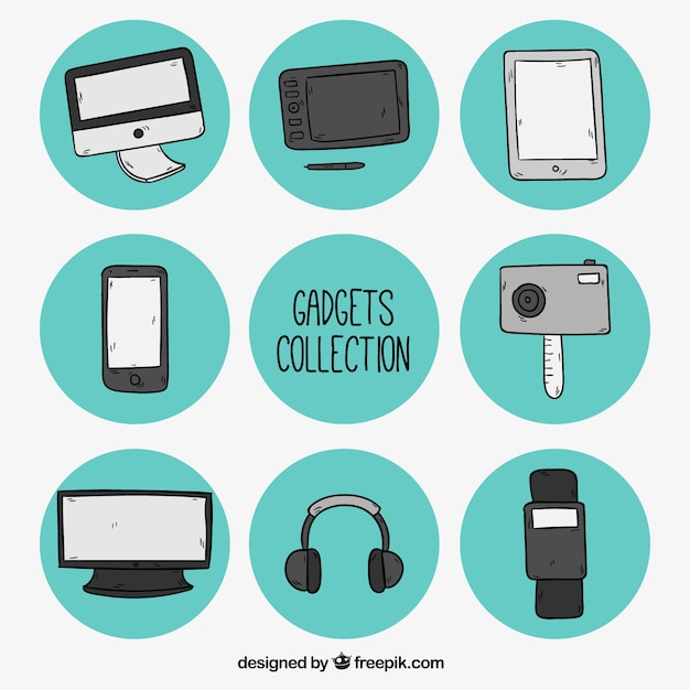 Free Vector pack of sketches gadgets