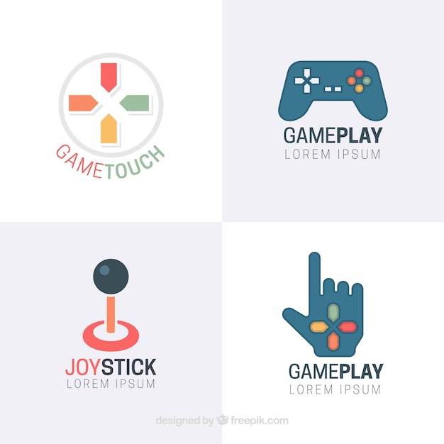 Free Vector video game logo collection with flat design