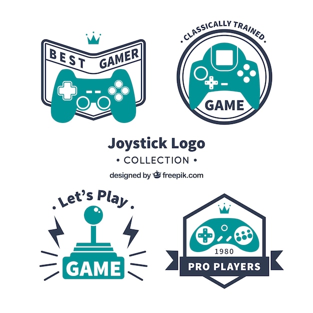 Free Vector vintage joystick logo template collection