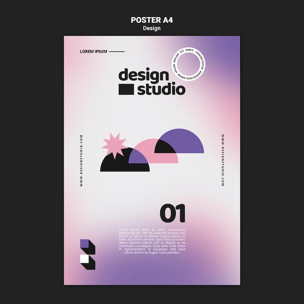 Free PSD geometric vertical poster template for design studio