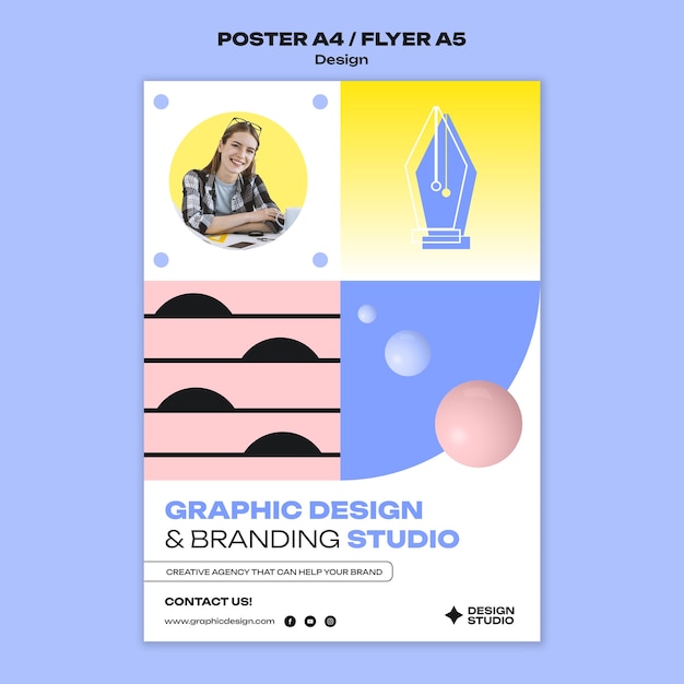 Free PSD flat design graphic template