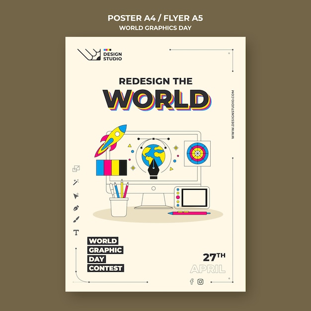 Free PSD world graphics day poster template