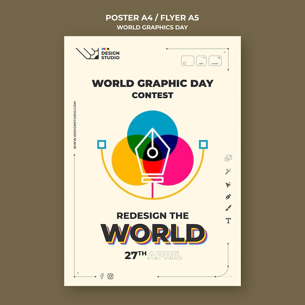 Free PSD world graphics day poster template