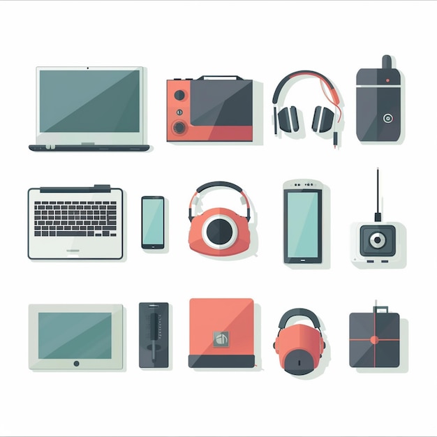 Vector a collection of electronic devices including headphones headphones and a pair of headphones