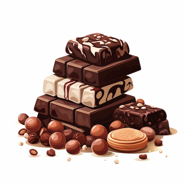 chocolate food cocoa vector sweet isolated dessert dark brown cacao milk background illu