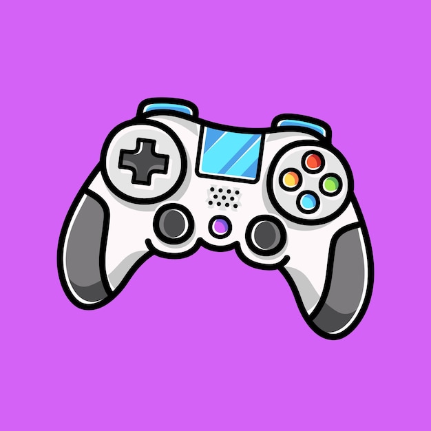 Vector cute gaming joystick doodle cartoon illustration