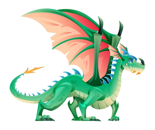 Fairy tale dragon character vector illustration