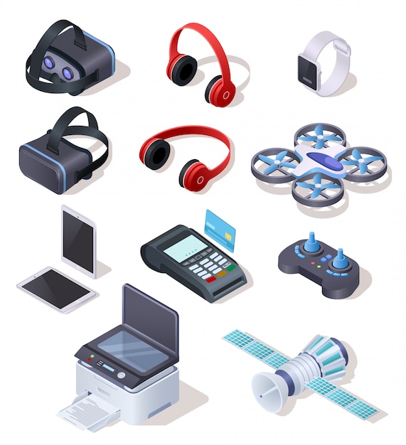 Vector modern electronic equipment realistic vector set