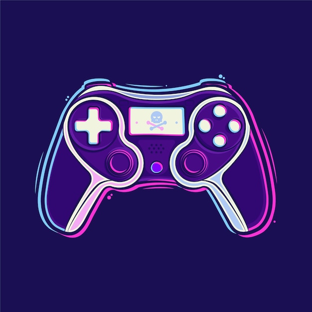 Vector playstation stick controller cartoon illustration premium vector