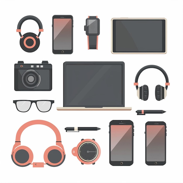 vector technology device illustration gadget digital set modern mobile design icon flat