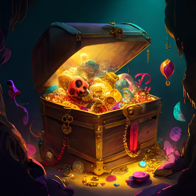 There is a chest with a teddy bear inside of it generative ai