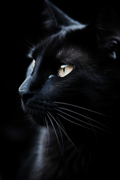 Premium AI Image | Black cat in the dark