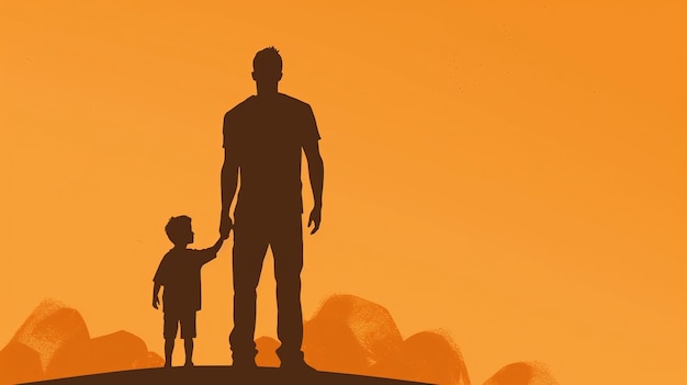 Father Day Graphically contours of a child next to dad wallpaper background AI generated