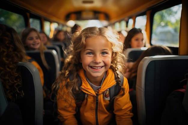 Premium AI Image | First day at school bus