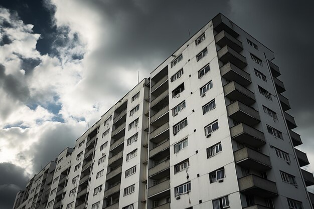 HighRise Living Apartments Against a Dramatic Sky Generative AI