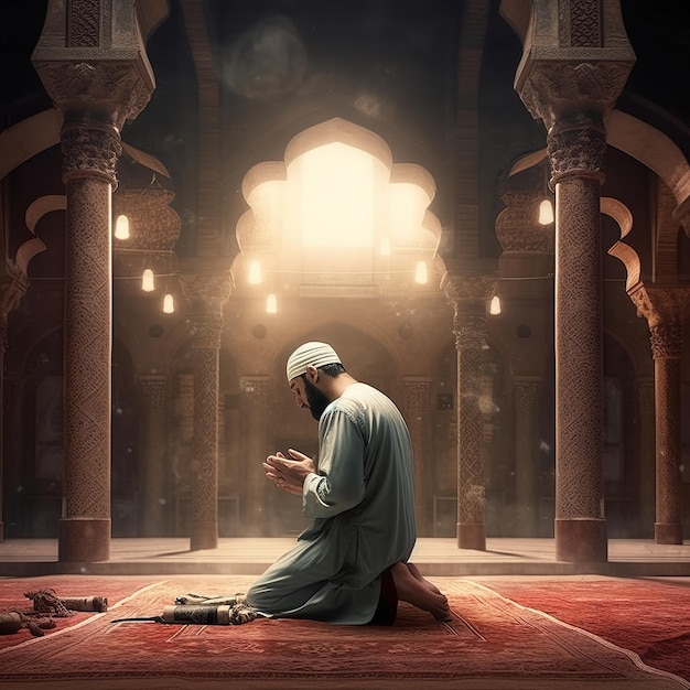 Premium AI Image | muslim praying