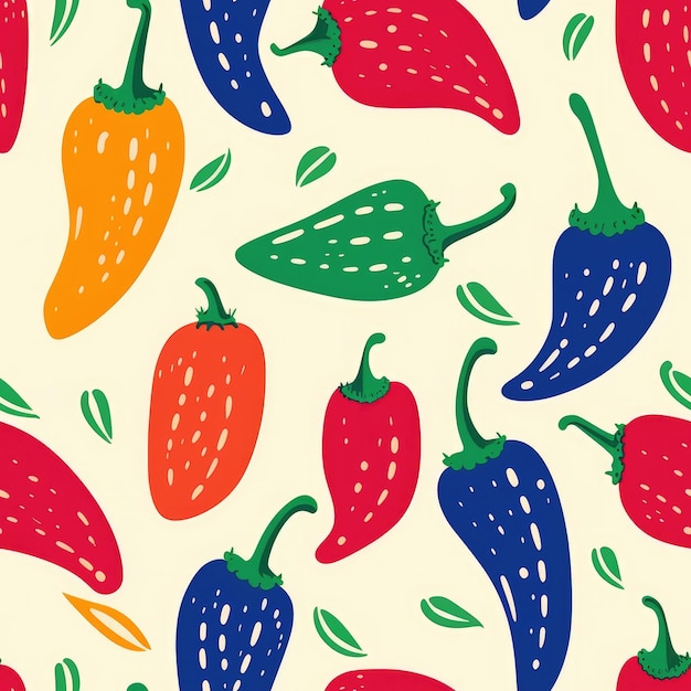 Pepper Colorful cute screen printing effect Riso print effect Seamless pattern