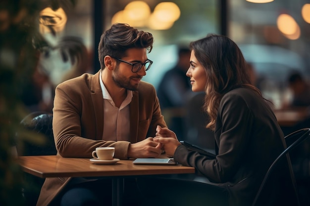 Photo of Two Charming Young Boy And Girl On Table Generative Ai