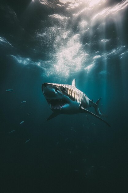 Premium AI Image | A shark with a mouth open