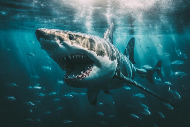 Premium AI Image | A shark with a mouth open