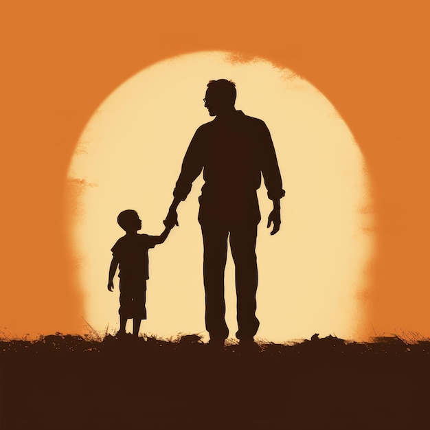 Silhouette of father and son AI generated Image