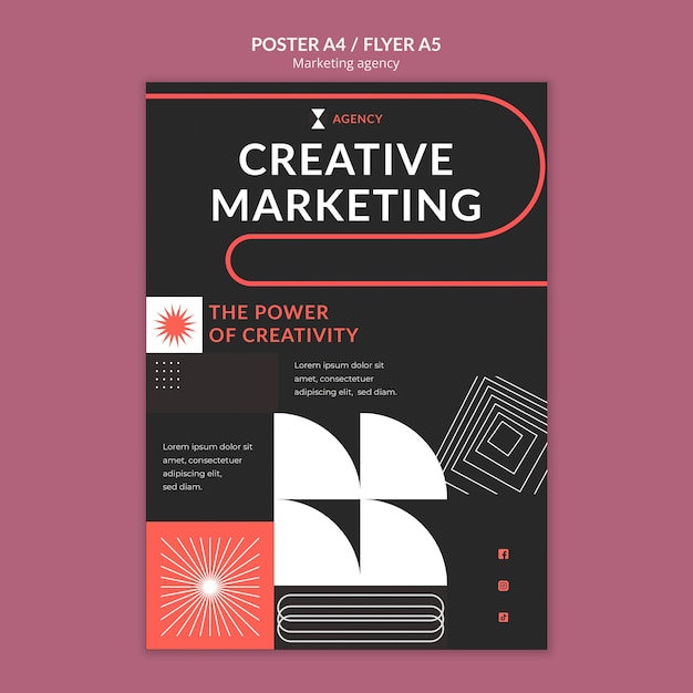 PSD flat design marketing agency poster template